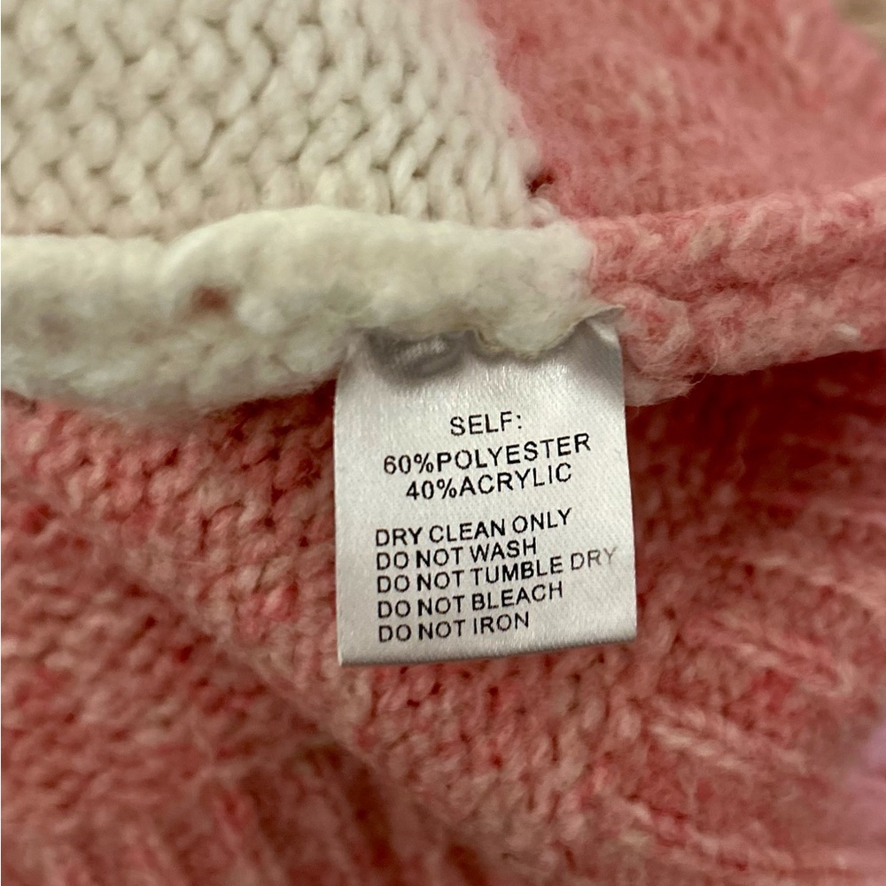 Striped Pink and White Women's Sweater - Picture 6 of 8